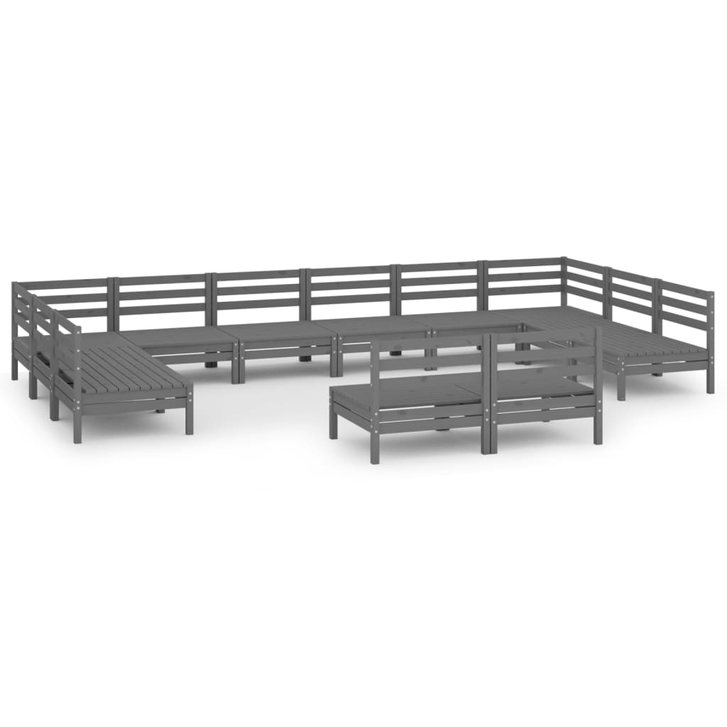 Thumbnail - vidaXL 12-tlg. Garten-Lounge-Set Grau Massivholz Kiefer