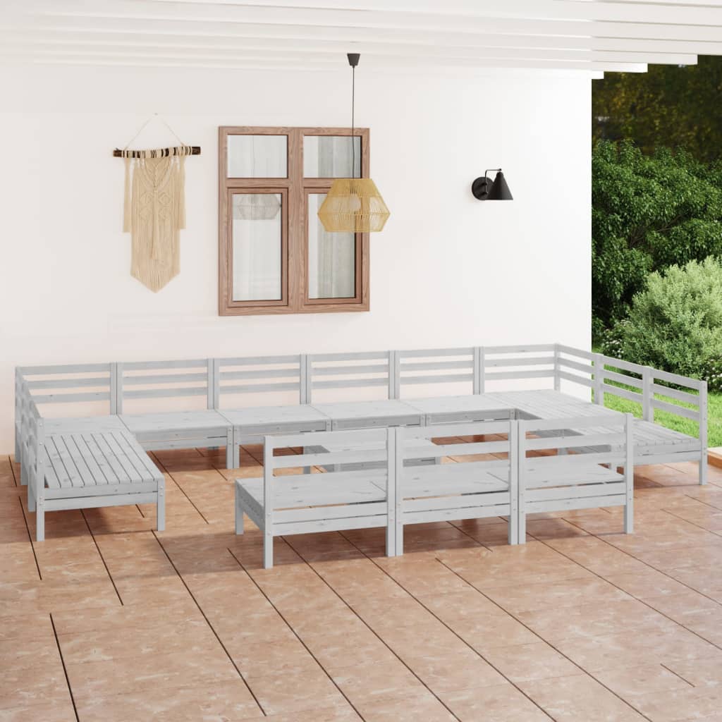 vidaXL Set mobilier de grădină, 14 piese, alb, lemn masiv de pin vidaxl.ro