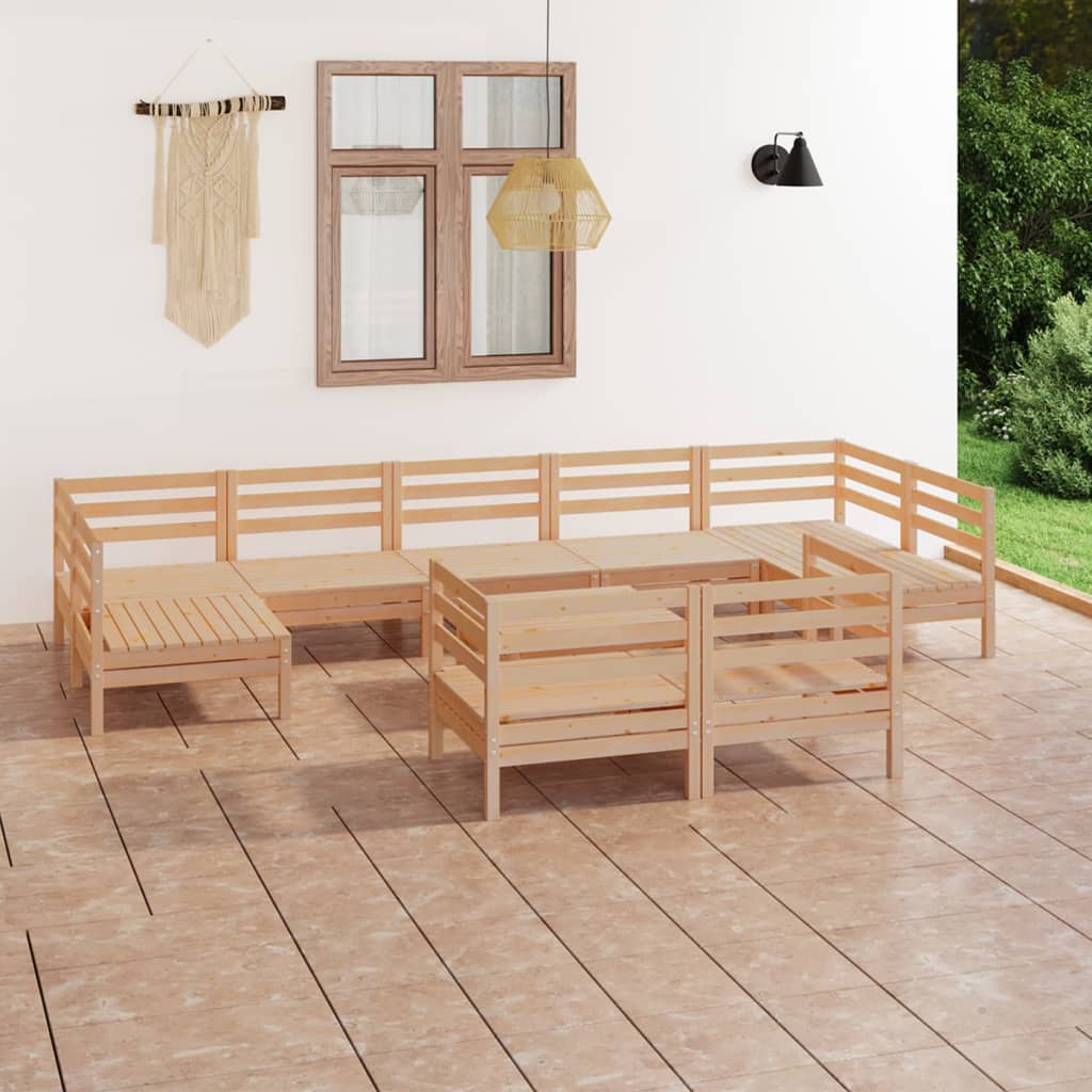 vidaXL 10-tlg. Garten-Lounge-Set Massivholz Kiefer