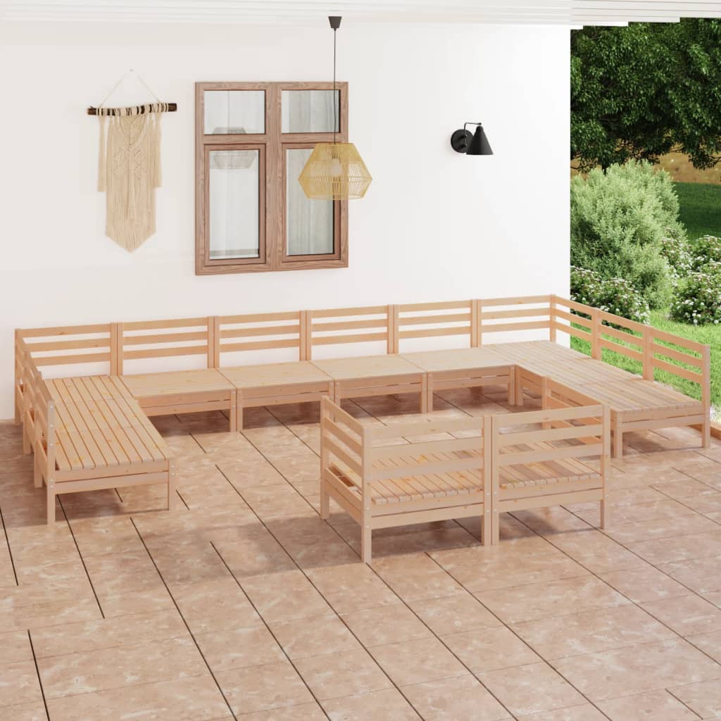 vidaXL 12-tlg. Garten-Lounge-Set Massivholz Kiefer