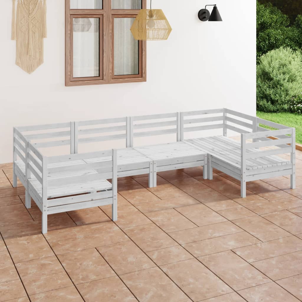 Vidaxl Set Mobilier De Gradina, 6 Piese, Alb, Lemn Masiv Pin