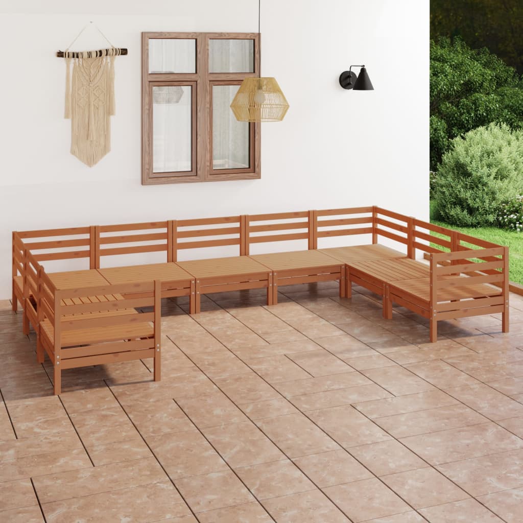 vidaXL Set mobilier de grădină, 9 piese, maro miere, lemn masiv pin vidaXL