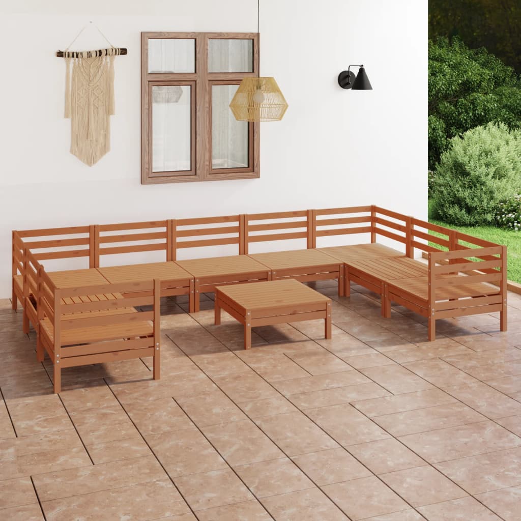 vidaXL 10-tlg. Garten-Lounge-Set Honigbraun Massivholz Kiefer