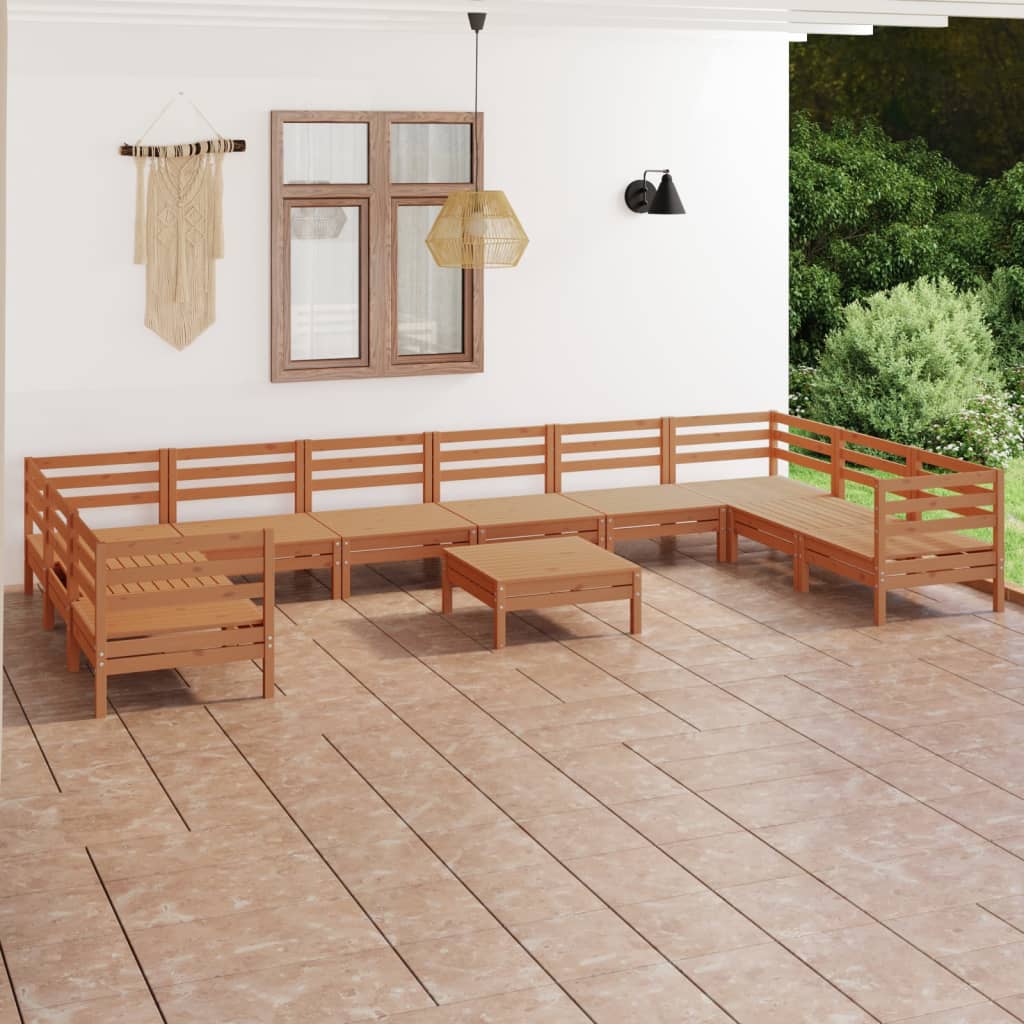 vidaXL Set mobilier de grădină, 11 piese, maro miere, lemn masiv pin Mobila Laguna imagine noua