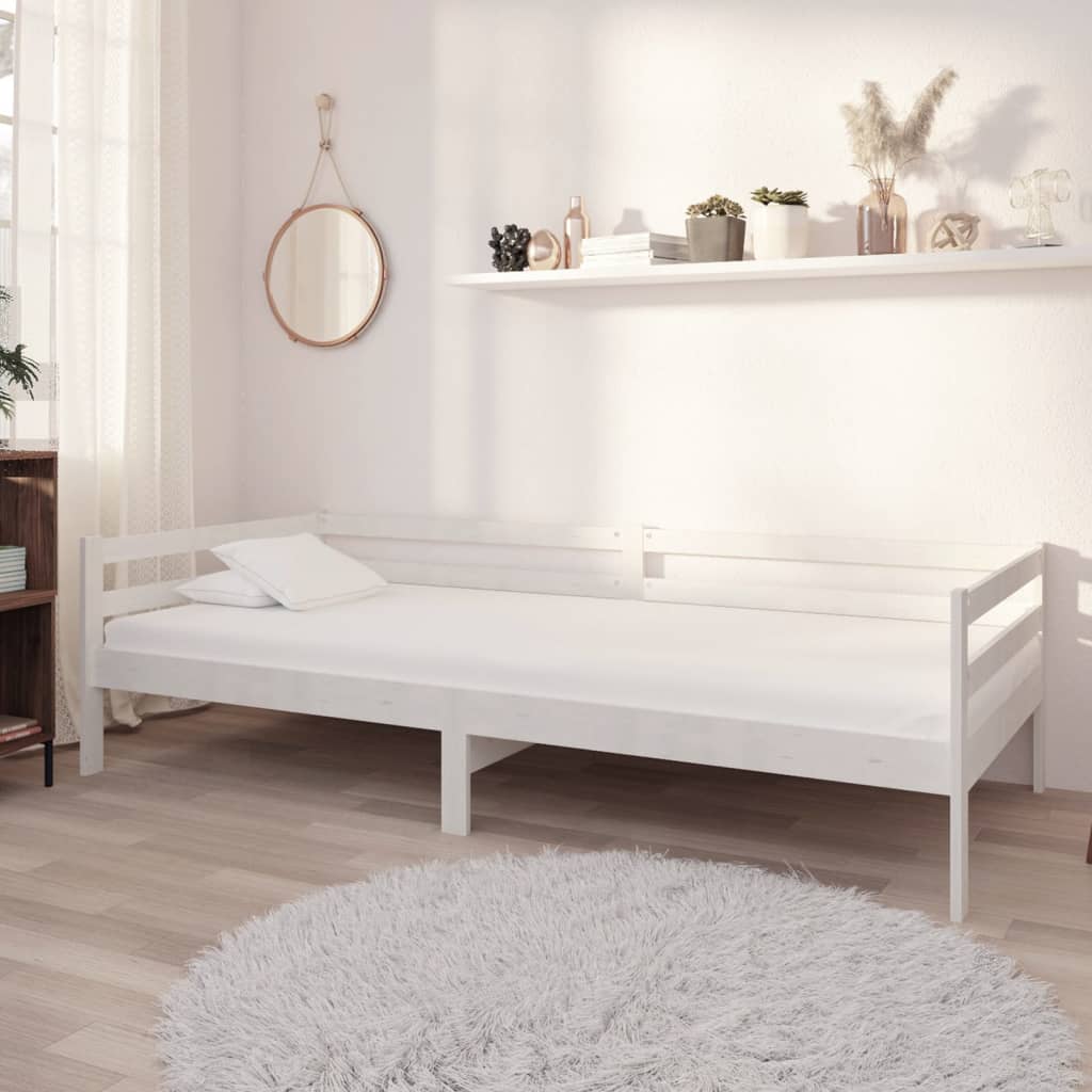 Tagesbett mit Matratze 90×200 cm Weiß Kiefer Massivholz kaufen
