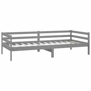 Denní postel s matrací 90 x 200 cm šedá masivní borové dřevo - obrázek 5