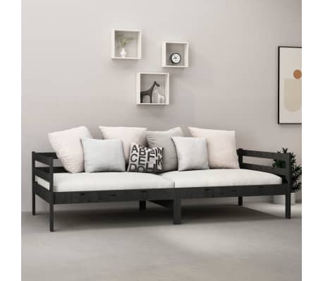 vidaXL Lova su čiužiniu, juoda, 90x200cm, pu&scaron;ies medienos masyvas