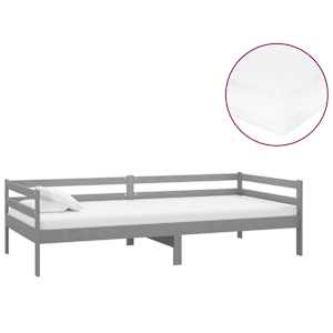 Denní postel s matrací 90 x 200 cm šedá masivní borové dřevo - obrázek 2