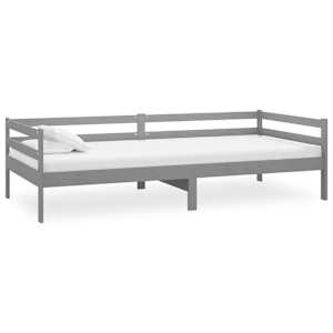 Denní postel s matrací 90 x 200 cm šedá masivní borové dřevo - obrázek 4