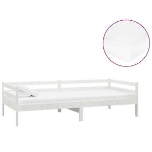 Válenda s matrací 90 x 200 cm bílá masivní borové dřevo - obrázek 2