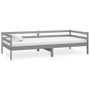 Válenda s matrací 90 x 200 cm šedá masivní borové dřevo - obrázek 4