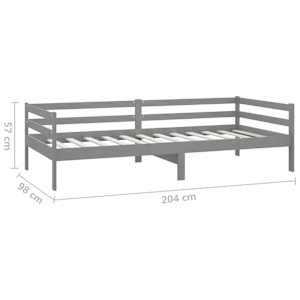 Válenda s matrací 90 x 200 cm šedá masivní borové dřevo - obrázek 10