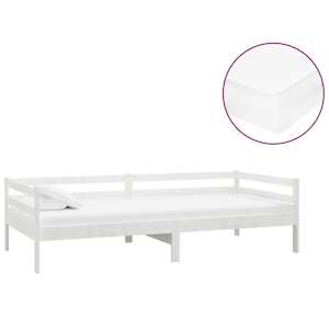 Denní postel s matrací 90 x 200 cm bílá masivní borové dřevo - obrázek 2