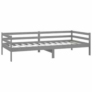 Denní postel s matrací 90 x 200 cm šedá masivní borové dřevo - obrázek 5