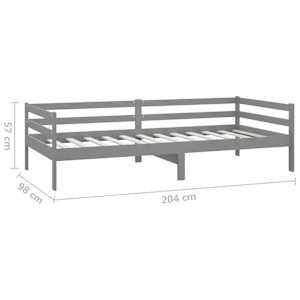Denní postel s matrací 90 x 200 cm šedá masivní borové dřevo - obrázek 10