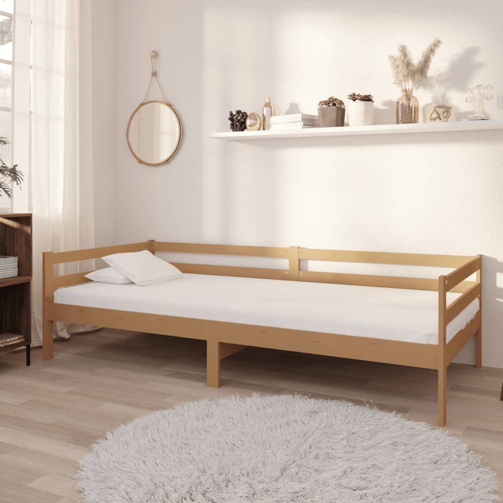Tagesbett mit Matratze 90×200 cm Honigbraun Massivholz Kiefer kaufen