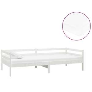 Válenda s matrací 90 x 200 cm bílá masivní borové dřevo - obrázek 2