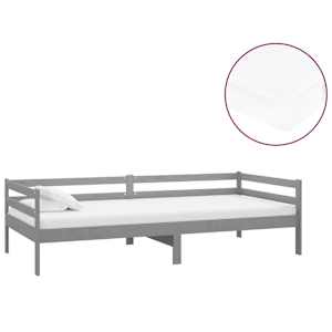 Válenda s matrací 90 x 200 cm šedá masivní borové dřevo - obrázek 2