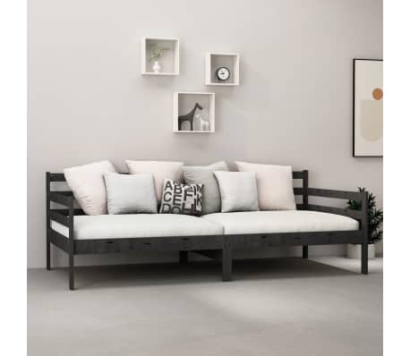 vidaXL Pat de zi cu saltea, negru, 90x200 cm, lemn masiv de pin