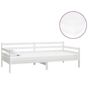 Válenda s matrací 90 x 200 cm bílá masivní borové dřevo - obrázek 2