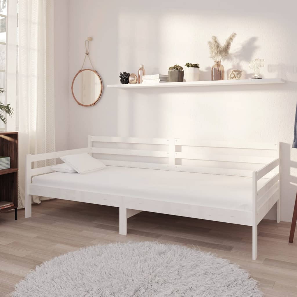 Tagesbett mit Matratze 90×200 cm Weiß Kiefer Massivholz kaufen
