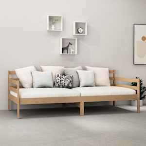 vidaXL Lova su čiužiniu, medaus ruda, 90x200cm, pu&scaron;ies masyvas