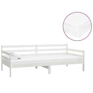 Válenda s matrací 90 x 200 cm bílá masivní borové dřevo - obrázek 2