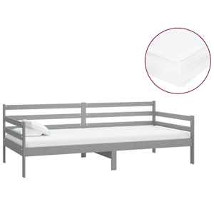 Válenda s matrací 90 x 200 cm šedá masivní borové dřevo - obrázek 2
