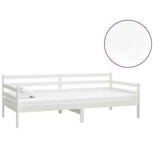 Denní postel s matrací 90 x 200 cm bílá masivní borové dřevo - obrázek 2