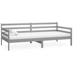 Denní postel s matrací 90 x 200 cm šedá masivní borové dřevo - obrázek 4