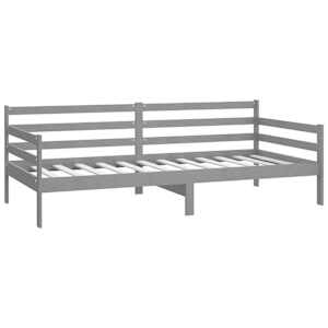 Denní postel s matrací 90 x 200 cm šedá masivní borové dřevo - obrázek 5