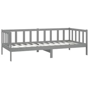 Denní postel s matrací 90 x 200 cm šedá masivní borové dřevo - obrázek 5