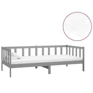 Válenda s matrací 90 x 200 cm šedá masivní borové dřevo - obrázek 2