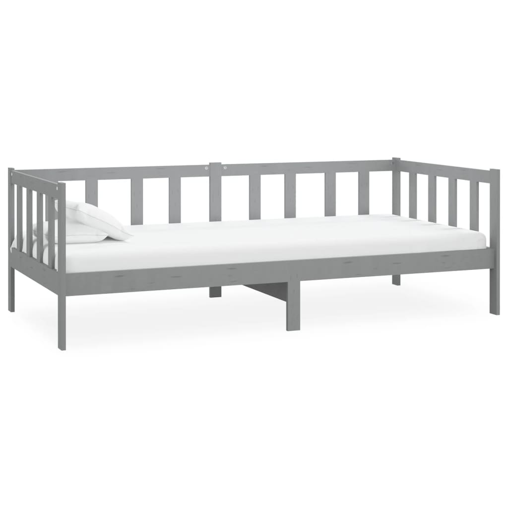  Denná posteľ s matracom 90x200 cm, sivá, borovicový masív