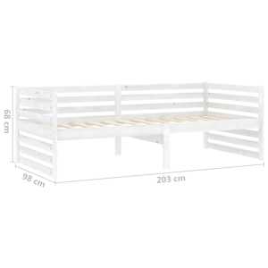 Denní postel s matrací 90 x 200 cm bílá masivní borové dřevo - obrázek 10