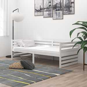 Denní postel s matrací 90 x 200 cm bílá masivní borové dřevo