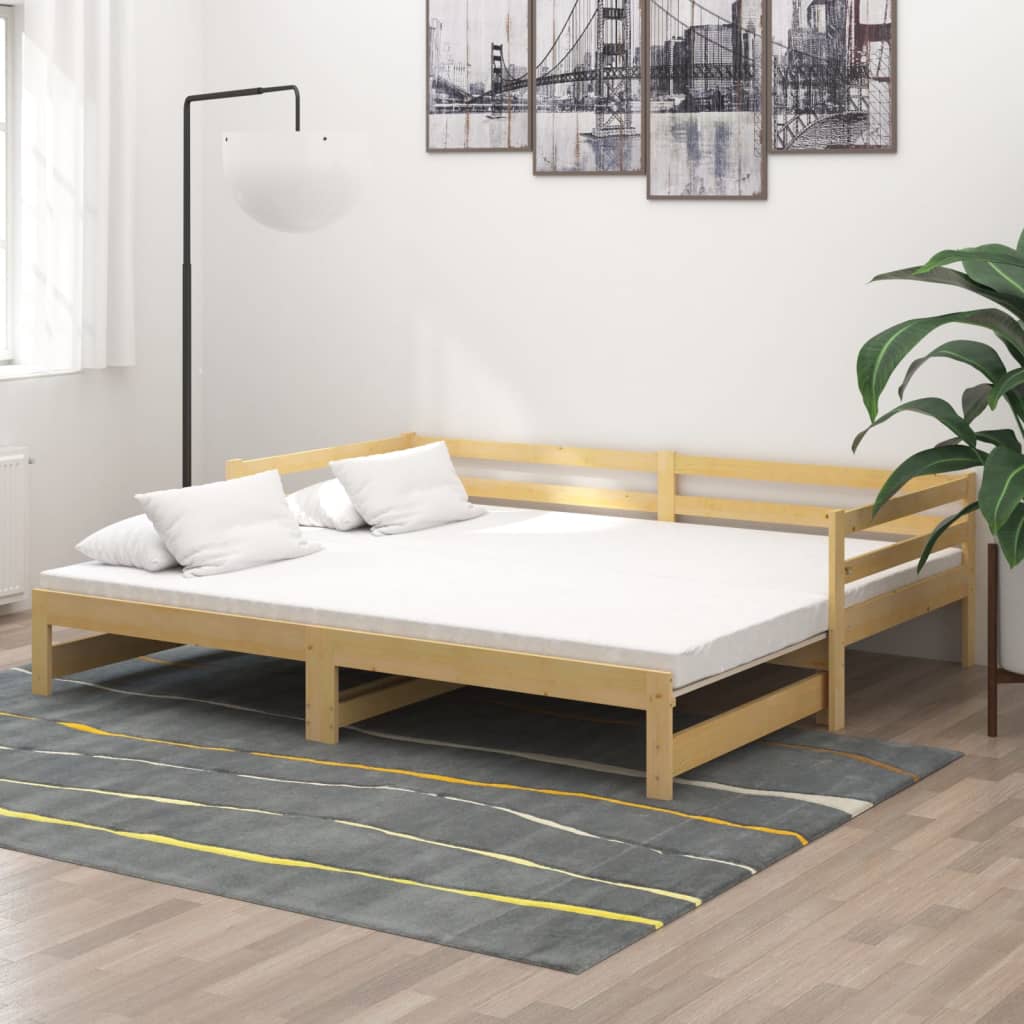 vidaXL Pat extensibil de zi, 2x(90×200) cm, lemn masiv de pin 2x(90x200)