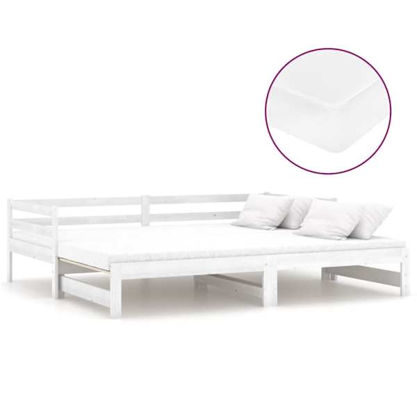 vidaXL v&auml;ljat&otilde;mmatav p&auml;evavoodi, 2x(90x200) cm, valge, t&auml;ism&auml;nnipuit