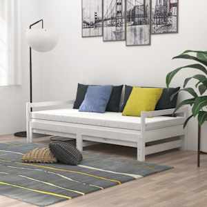 Výsuvná válenda 2 x (90 x 200) cm bílá masivní borovice - obrázek 3