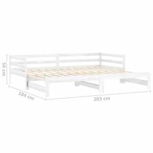 Výsuvná válenda 2 x (90 x 200) cm bílá masivní borovice - obrázek 10