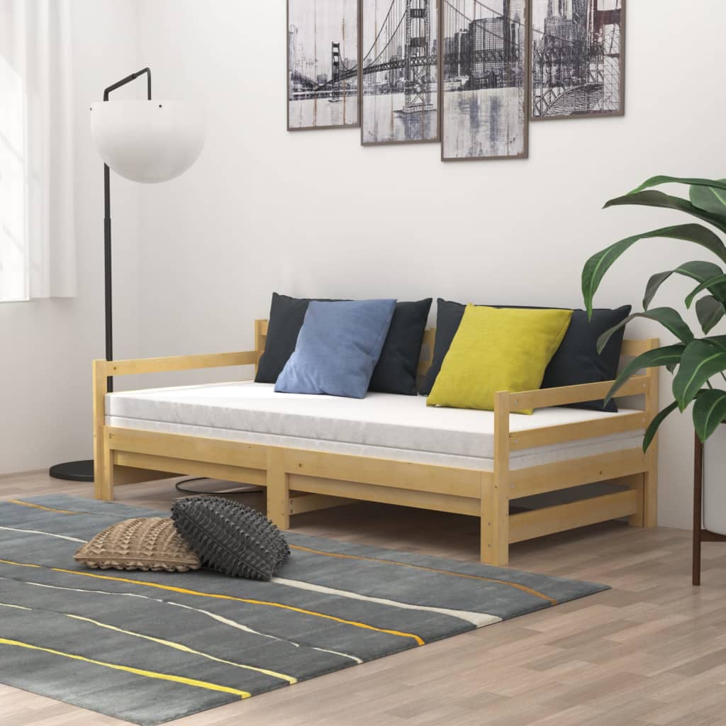 vidaXL daybed med udtræk 2x(90x200) cm massivt fyrretræ