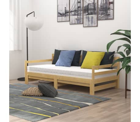 vidaXL daybed med udtræk 2x(90x200) cm massivt fyrretræ