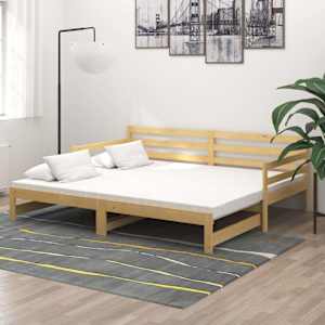 Izvlečna dnevna postelja 2x(90x200) cm trdna borovina