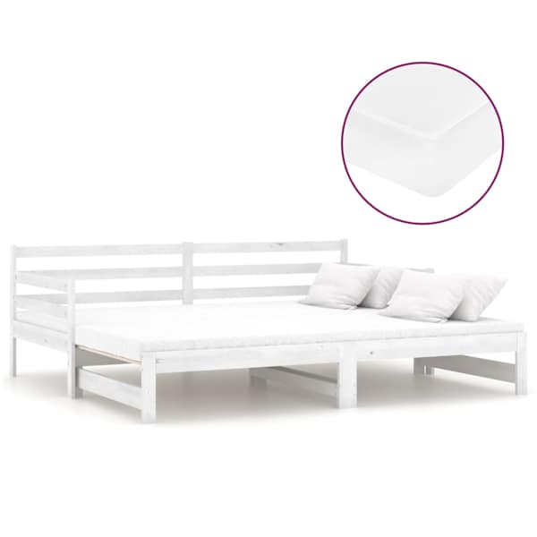 vidaXL v&auml;ljat&otilde;mmatav p&auml;evavoodi, 2x(90x200) cm, valge, t&auml;ism&auml;nnipuit
