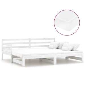 Výsuvná denní postel 2 × (90x200 cm) bílá masivní borové dřevo - obrázek 2