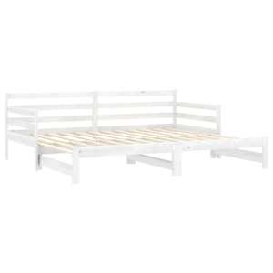 Výsuvná denní postel 2 × (90x200 cm) bílá masivní borové dřevo - obrázek 4