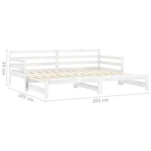 Výsuvná denní postel 2 × (90x200 cm) bílá masivní borové dřevo - obrázek 10