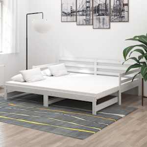 Výsuvná denní postel 2 × (90x200 cm) bílá masivní borové dřevo - obrázek 1