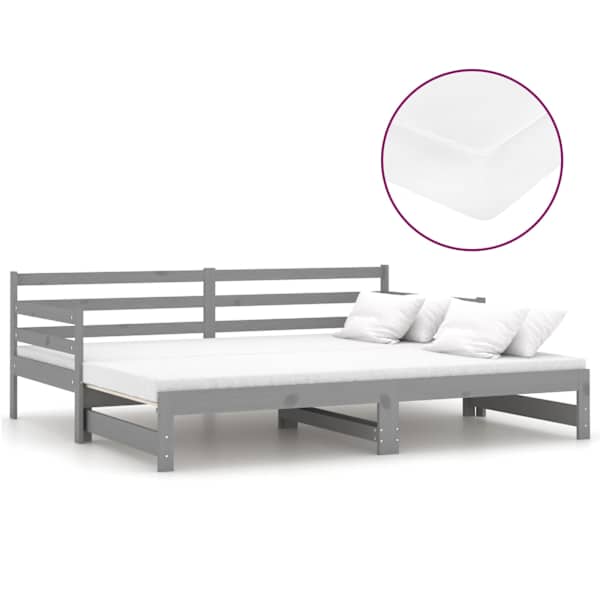 vidaXL v&auml;ljat&otilde;mmatav p&auml;evavoodi, 2x(90x200) cm, hall, t&auml;ism&auml;nnipuit