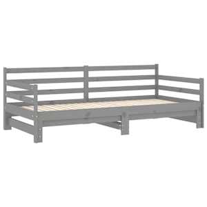 Výsuvná denní postel 2 × (90x200 cm) šedá masivní borové dřevo - obrázek 5